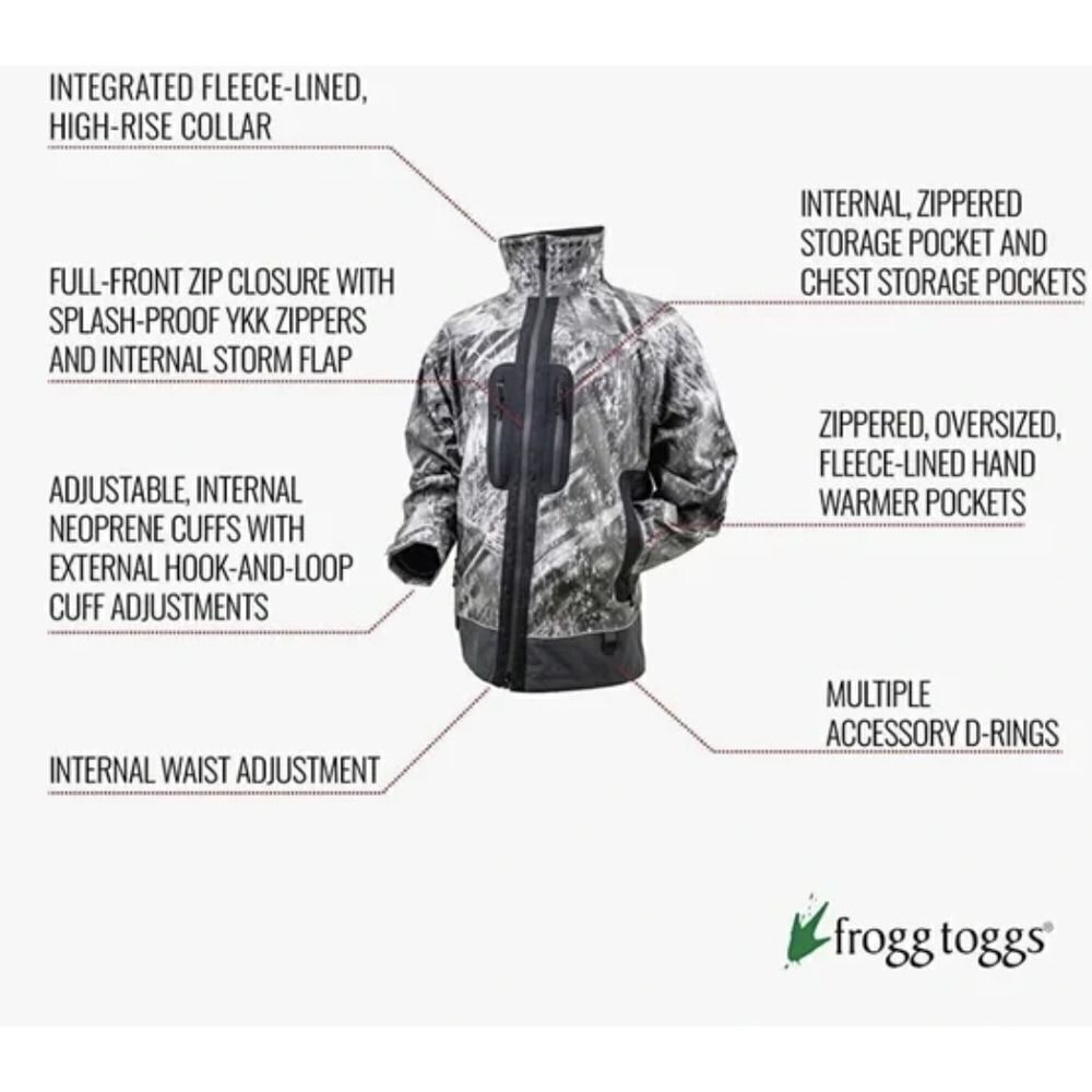 Frogg Toggs Men's Pilot Pro Jacket Sz XL Realtree Gray Fishing Hooded Waterproof - Picture 5 of 16